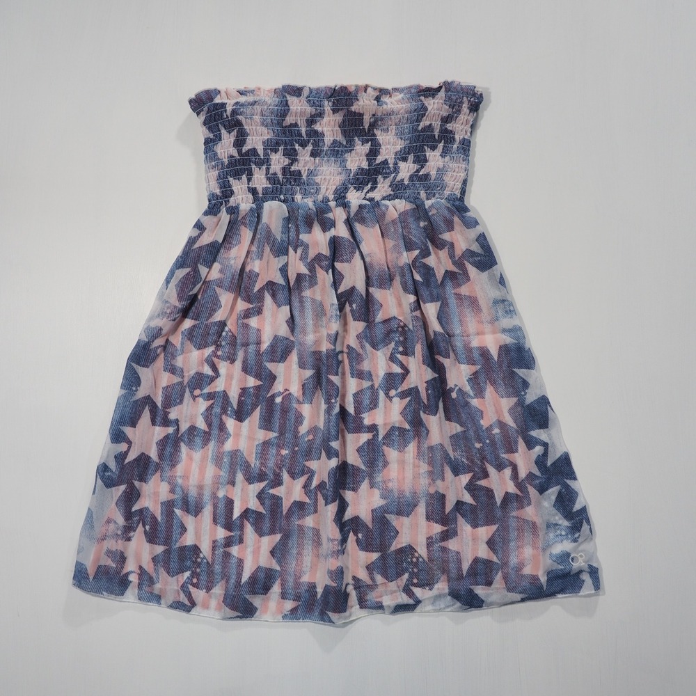 Ocean Pacific Dress Girl Extra Large 15 17 Reversible Chiffon Star Patriotic USA